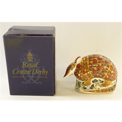  Royal Crown Derby paperweight, 'armadillo', boxed, with gold stopper  