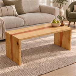 Chris Redfearn of Halifax - sycamore coffee table, the rectangular top with resin flare, r...