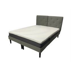 Grey upholstered 5' King-size bed with mattress 