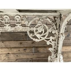 19th century Coalbrookdale design cast iron garden table, with rectangular marble top