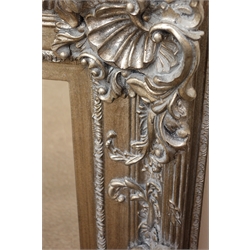  Large rectangular silver ornate bevel edge mirror, W123cm, H93cm  