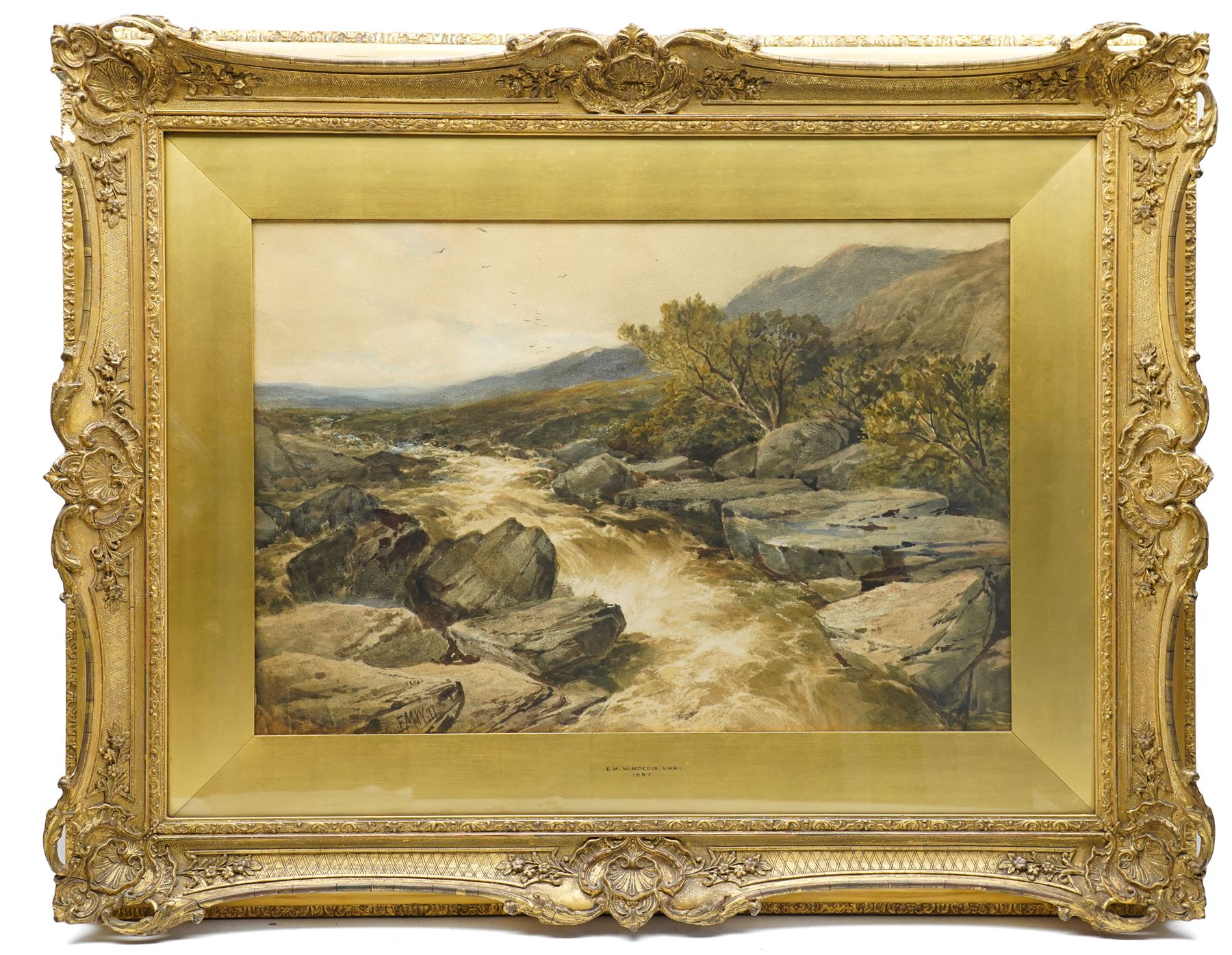 Edmund Morison Wimperis (British 1835-1900): Highland River, watercolour signed with initials and dated '97, 44cm x 65cm