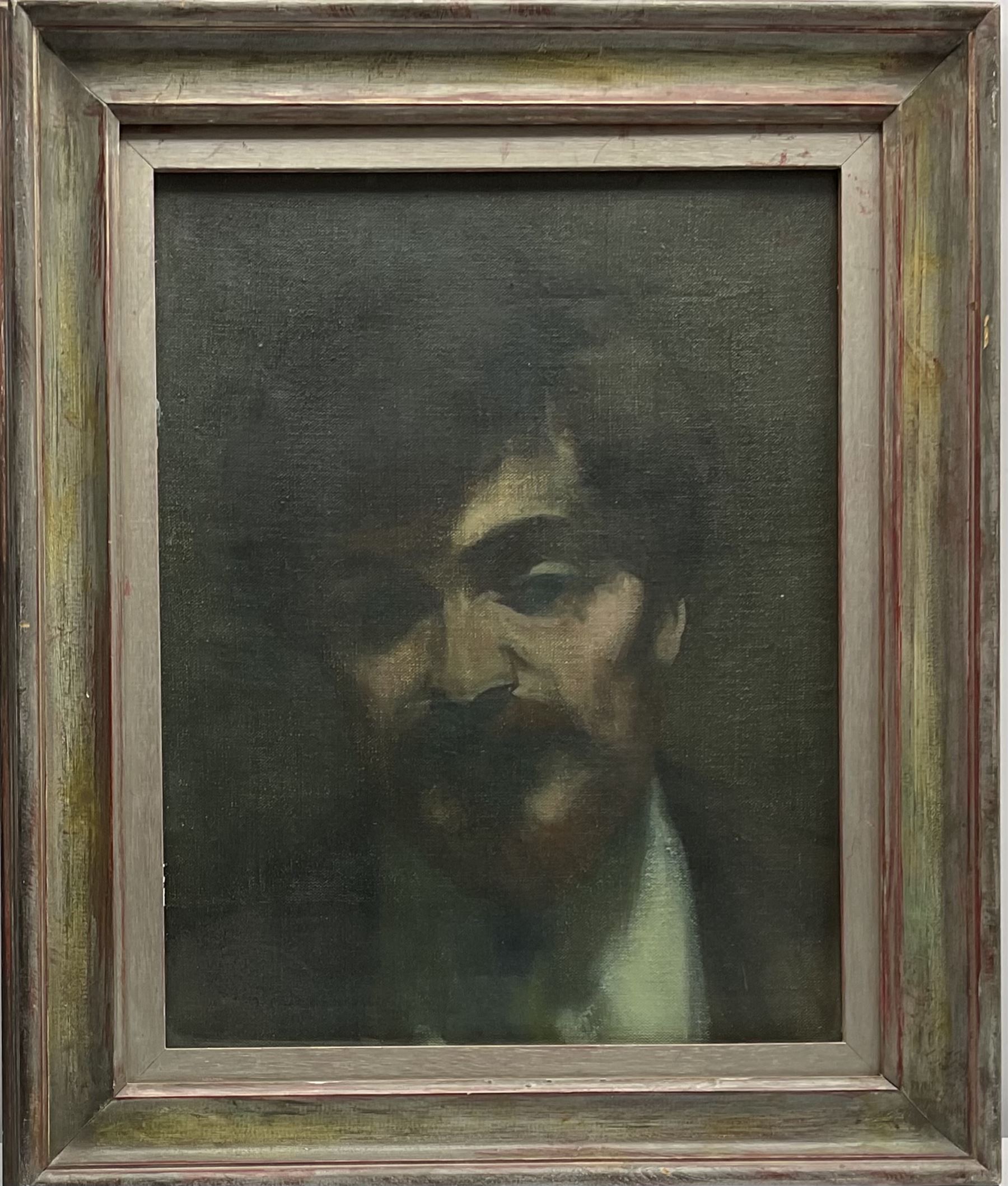 Gyorgy Gordon (Hungarian 1924-2005): 'James Hamilton' bust portrait, oil on canvas signed with initials and dated '86, titled and dated 1986-7 verso 40cm x 31cm
Provenance: purchased from the artist by the vendor