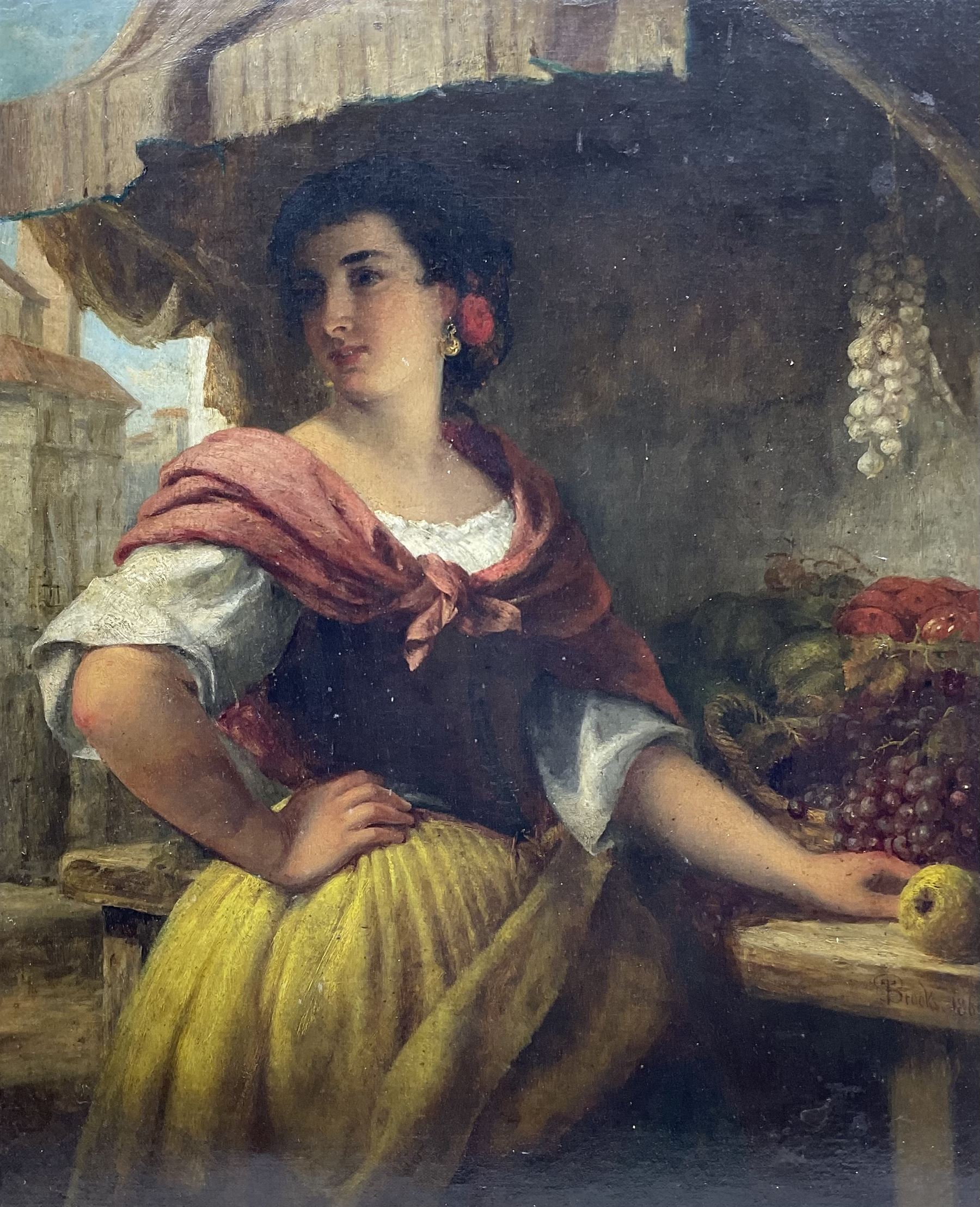 Thomas Brooks of Hull (British 1818-1891): Spanish Fruit Seller, oil on canvas signed and dated 1869, 75cm x 60cm