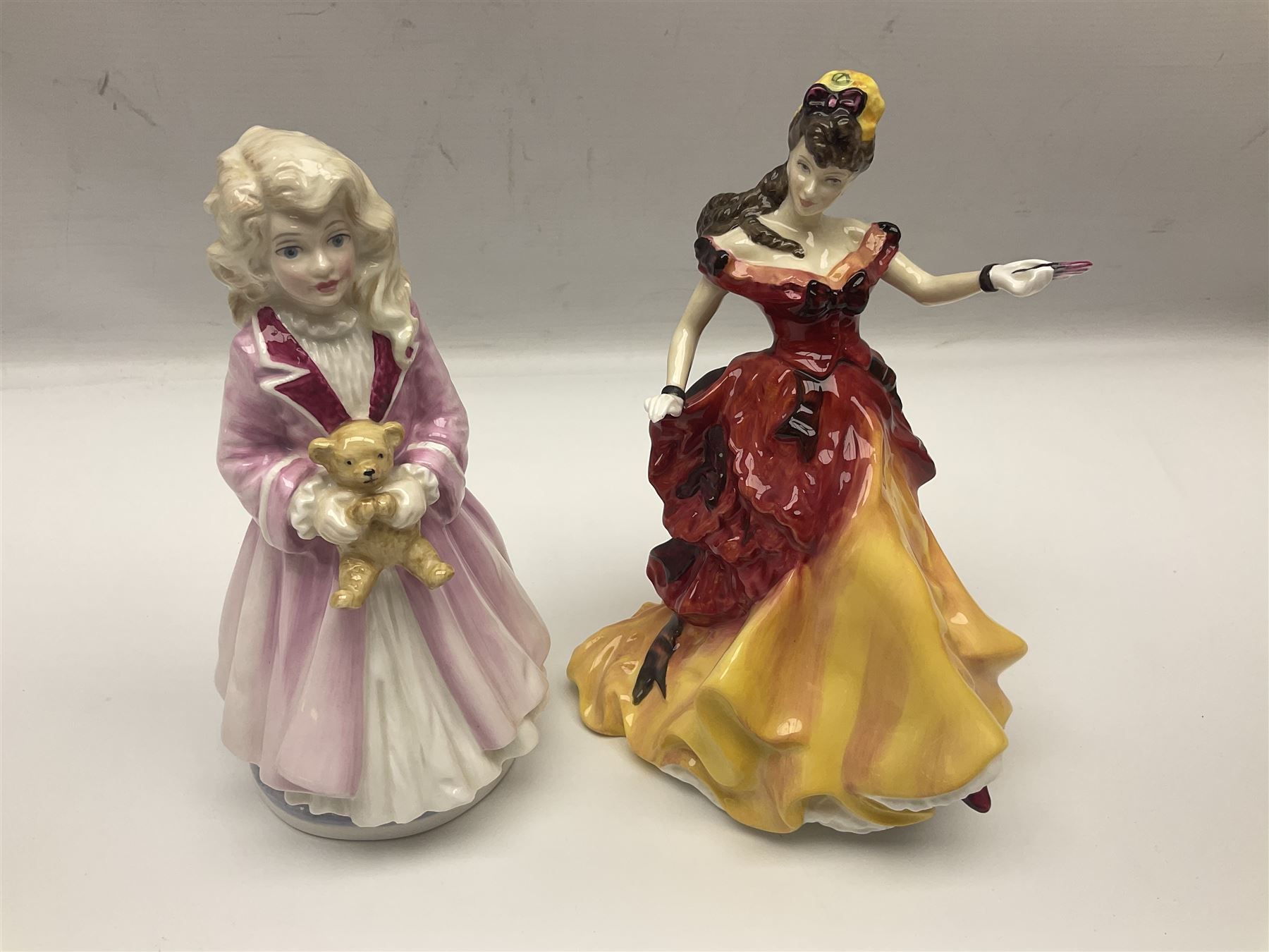 Seven Royal Doulton figures, to include Charity HN3087, Faith HN3082, Hope HN3061, Belle HN3703, etc, all with printed marks beneath