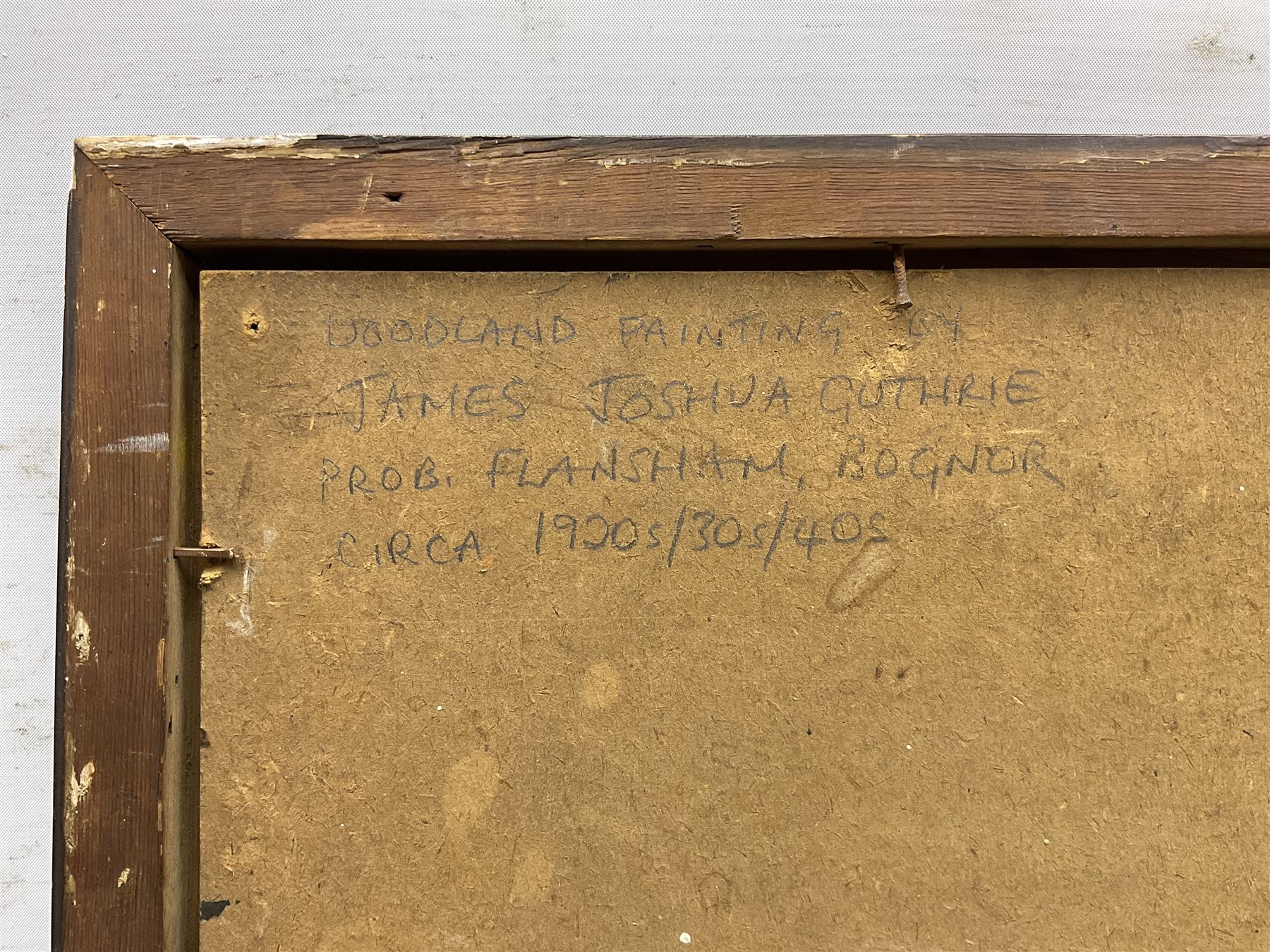 James Joshua Guthrie (Scottish 1874-1952): Figures in the Woods, oil on board unsigned, attributed verso 46cm x 52cm