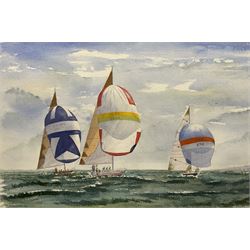 S Warner (Late 20th century):  Yachts Racing,  watercolour signed and dated '91, 37cm x 47cm