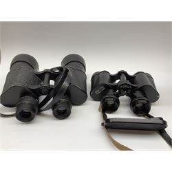 Pair of Russian USSR 6NB 7 x 50 binoculars no.322195 in carrying case; and pair of Russian USSR 6NU5 8 x 30 binoculars with light filters and neck strap with cover no.861370 in carrying case with certificate dated 1986 (2)