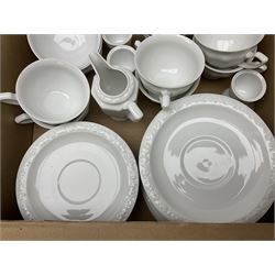 Rosenthal Classical Rose tea and dinner service for eight, including teapot, coffee pot, milk jug, covered sucrier, cups and saucers, dinner plates, serving dishes etc 