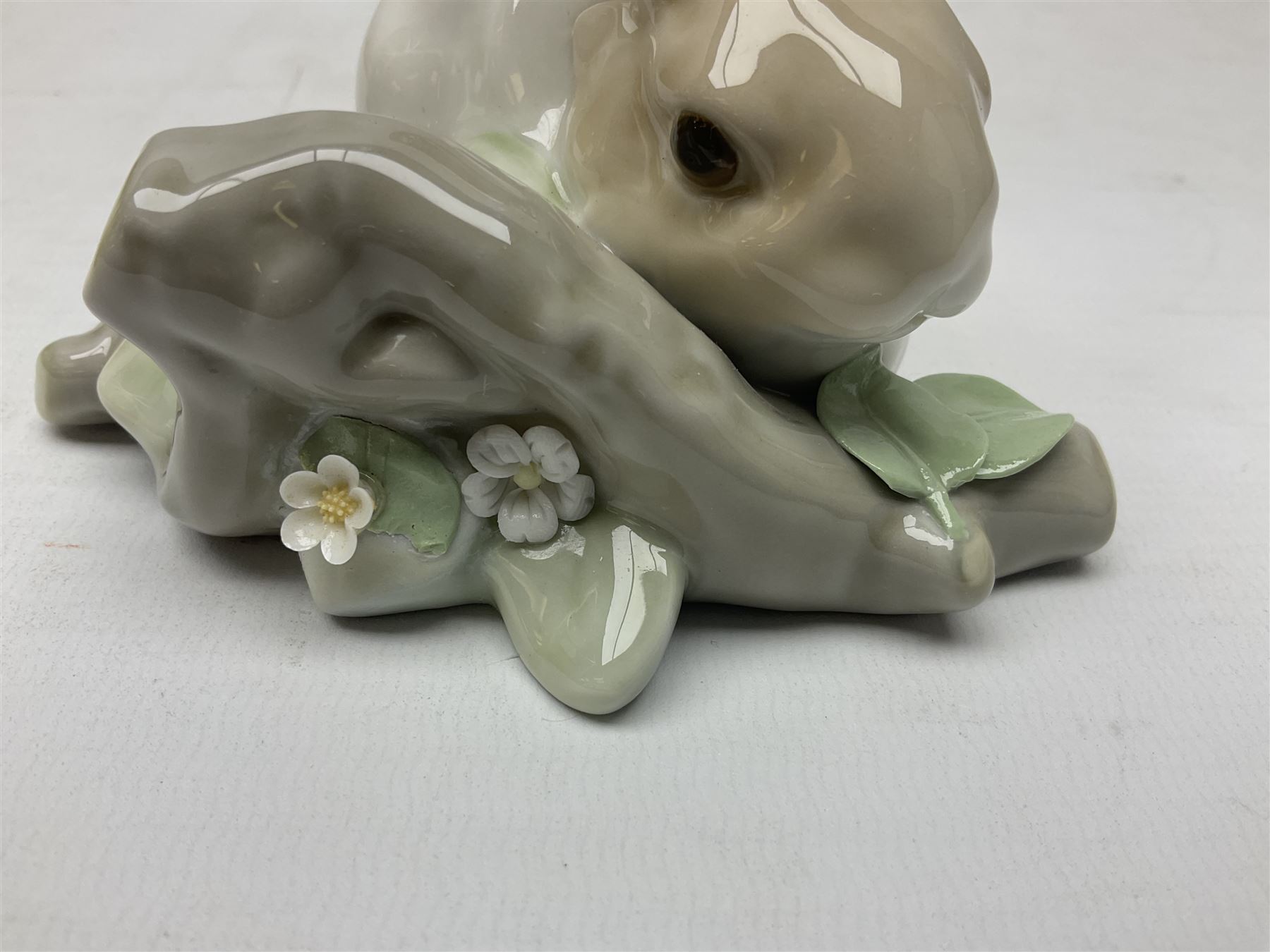 Six Lladro figures, comprising Naughty Dog no 4982, Best Friend 7620 and My Buddy no 7609, Kitty Confrontation no 1442, It Wasn't Me no 7672 and Rabbit Eating no 4772, three with original boxes, largest example H22cm