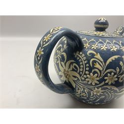 Swiss Thun pottery teapot and cover, decorated with edelweiss flowers, H16cm