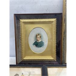 Victorian hand tinted photograph portrait depicting a boy, signed Chancellor Dublin, with other engravings and photographs