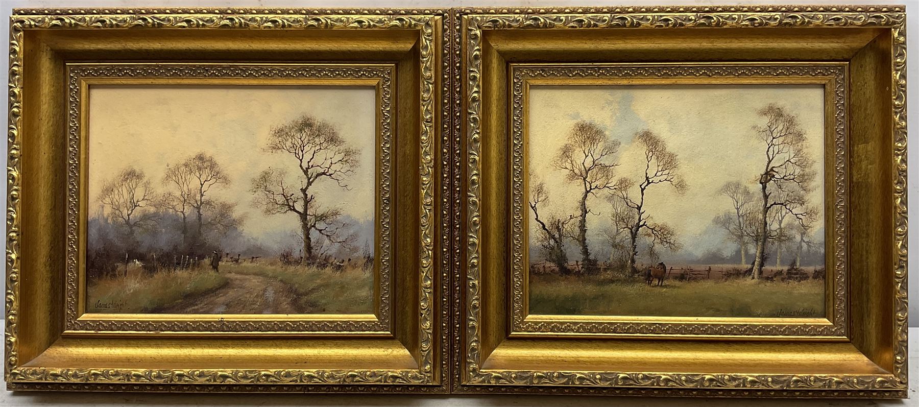 James Wright (British 1935-): Countryside Scenes, pair oils on board signed 19cm x 24cm (2)