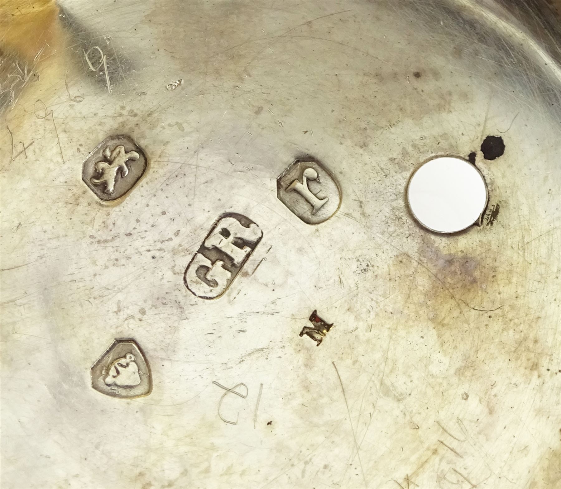 19th century silver pair cased verge fusee pocket watch by John Roberts, London, No. 9388, round pillars, pierced and engraved balance cock decorated with a mask, silver champleve dial depicting a nude female standing on a bridge amongst the stars, wandering hour dial with Arabic five minute markers and single hand, bull's eye glass, case by George Richards London 1832