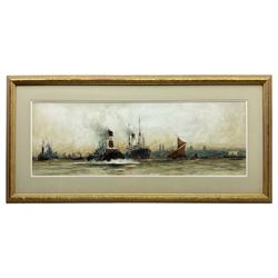 Leslie Arthur Wilcox (British 1904-1982): 'Greenwich' Harbour, pair watercolours signed and titled 27cm x 76cm (2)