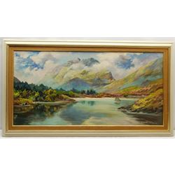 Prudence Turner (British 1930-2007): 'Liathach from Loch Clair', oil on canvas signed 49cm x 100cm