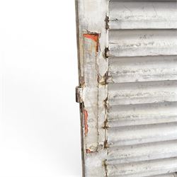 Two pairs of 19th century full height folding French Chateau louvre doors, pitch pine in cream painted finish, dimensions approx.