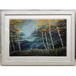 Tracy Savage (Scarborough 1963-): 'Autumn Walk', limited edition print signed titled and numbered 22/295 in pencil, 42cm x 64cm 