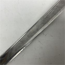 Late 18th century French 1st Empire Troupe a Pied Petit Montmorency Branch Tournante officer's sword, with 72.5cm slightly curving fullered blade, pierced brass hilt with lockable swivelling bar, fully wire-bound grip with lion head pommel, L88cm overall (no scabbard)