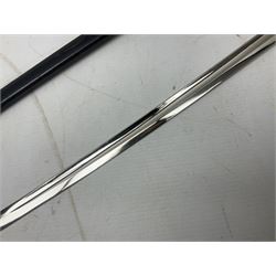 WW2 German Army Prinz Eugen Pattern Officers Dress Sword by Carl Eickhorn, the 80.5cm slightly curving fullered blade with makers name to the ricasso, gilt brass hilt with eagle to the cross-piece and relief of oakleaves to the ferrule, Prinz Eugen style down winged eagle to the pommel of the backstrap; grip retains the original wire binding; in original black painted scabbard with single hanging ring, leather hanger marked 'RZM M5/71 OLC' and silvered knot L97cm overall