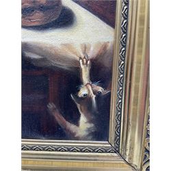 David Thompson (British 20th century) after Nicolaes Maes (Dutch 1634-1693): 'Old Dutch Woman Saying Grace', oil on canvas after the original housed in the Rijksmuseum, signed titled and dated 1974 verso 54cm x 44cm