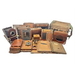 Collation of folding plate cameras of various sizes folding plate in mahogany and lacquered brass, together with camera plates and slides
By vendors repute some slide are from the Gandolfi workshop