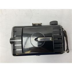 Bilora Boy Box Camera, with leather case, together with Zeiss Ikonta folding camera and another similar example 