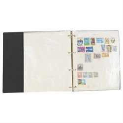 World stamps including Aden, Brunei, Rwanda, Spain, Ireland, Italy, Japan, Hungary, Germany, France, Portugal, Namibia, Netherlands, New Zealand, St Lucia, Malaysia etc, housed in ten ring binder folders