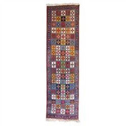 Persian Gabbeh indigo ground runner rug of garden design, the multi-coloured field decorat...