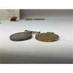 WW1 group of three medals comprising British War Medal and Victory Medal in issue box and Ceylon Volunteer Service Medal awarded to 10288 Pte. M. Smith R. Fus.; together with a later awarded WW2 Defence Medal in modern box with slip; and his QEII Imperial Service Medal in case and box with certificate dated 1959