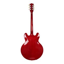 1970s 'lawsuit era' CMI Marshall ES-335 a Japanese-made copy of the Gibson ES-335, semi-hollow body electric guitar in cherry red finish, contained within a fitted hard case, guitar length L106cm