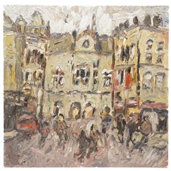 Barry De More (Yorkshire 1948-2023): 'Halifax Post Office', oil on board, signed titled verso 60cm x 61cm (unframed)
Provenance: consigned by the artist's widow