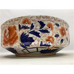 Masons wash jug and bowl decorated in the Imari palette, bowl D35cm