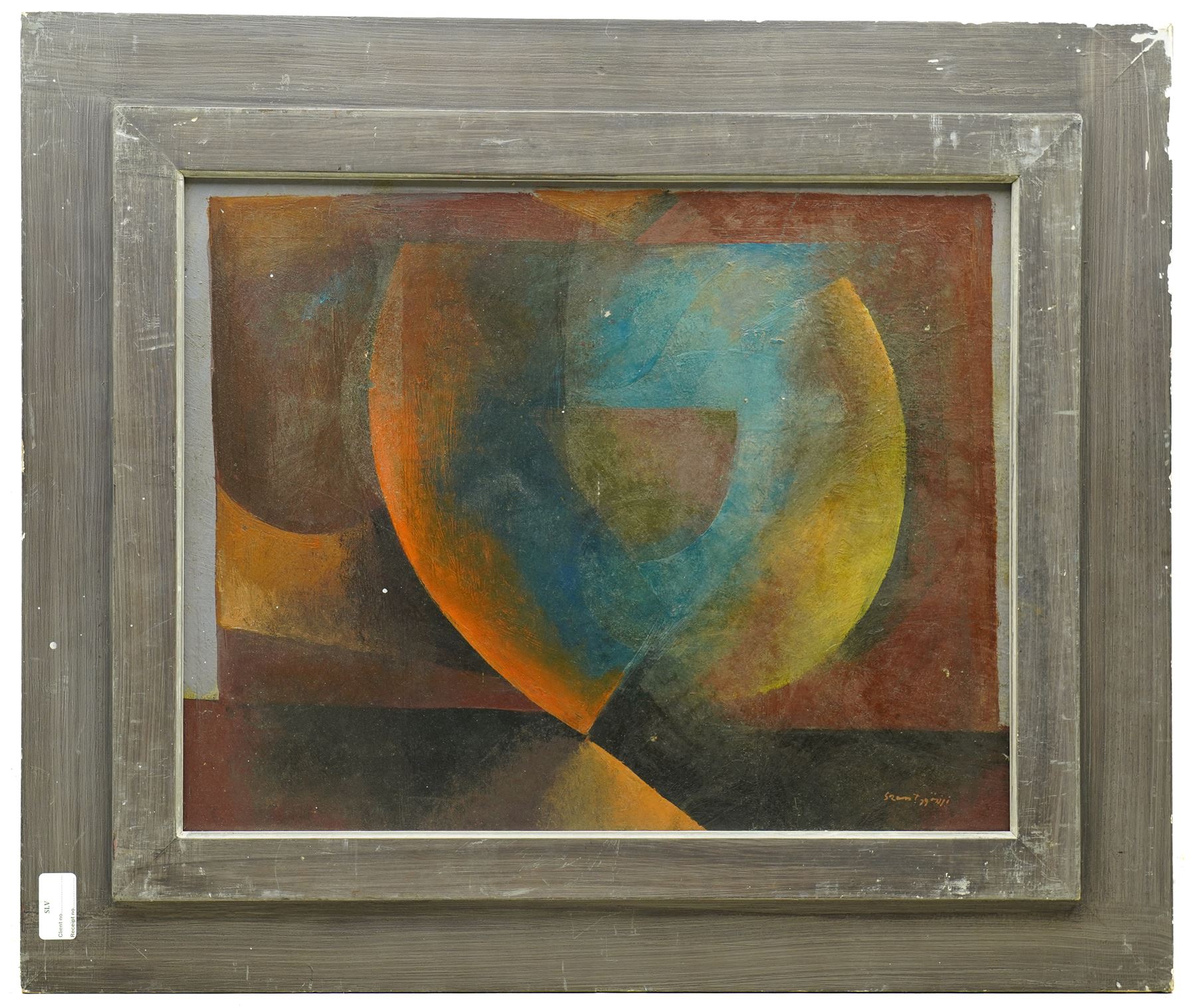 Continental School (20th century): Abstract with Overlapping Discs, pair of oils on board indistinctly signed 38cm x 48cm (2)