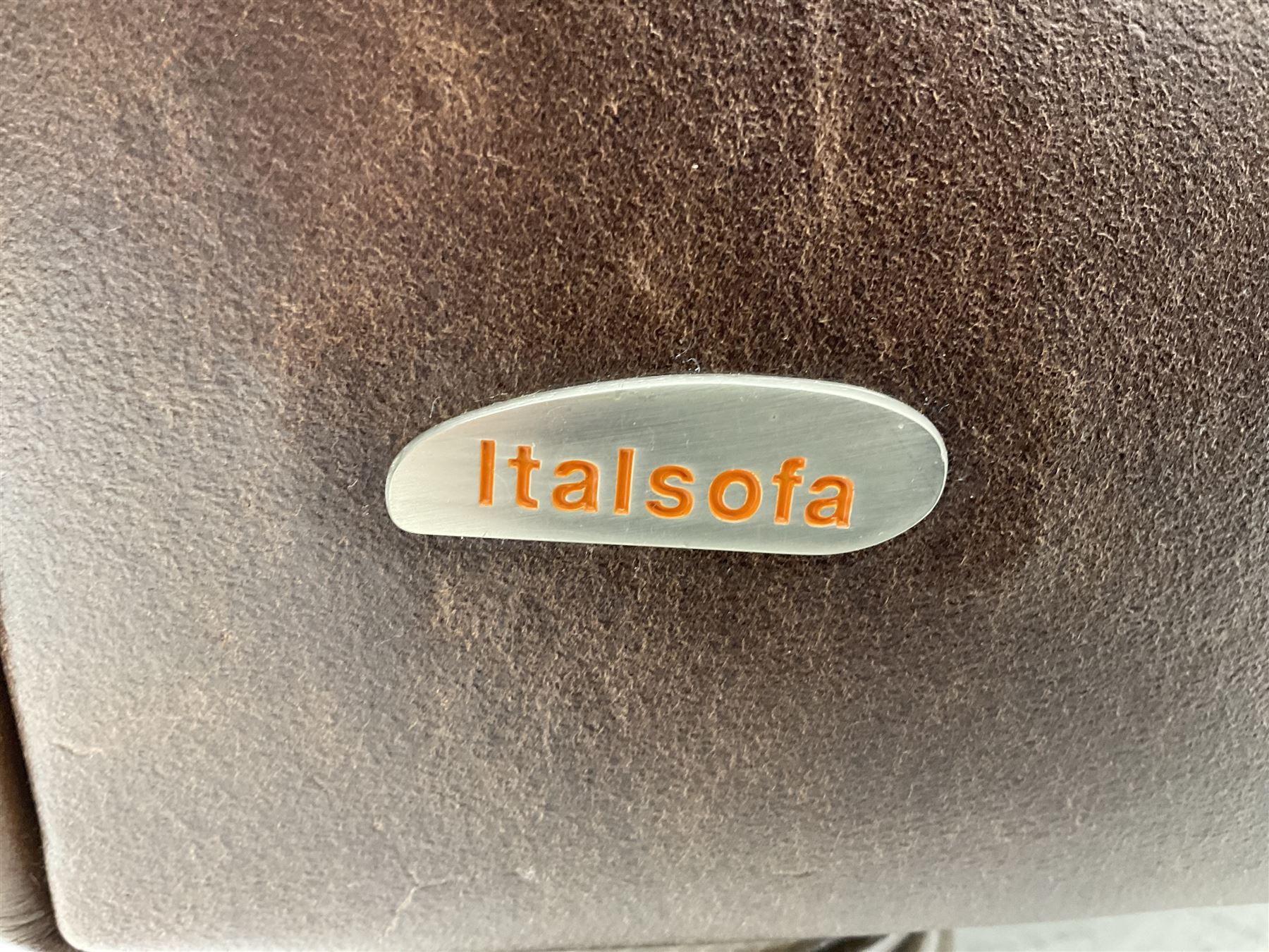 Barker & Stonehouse - Italsofa two seat traditional shape sofa upholstered in brown leather, turned front feet