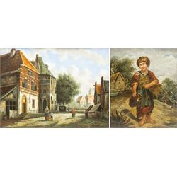 Continental School (20th Century): Dutch Street Scene, oil on panel indistinctly signed 29...