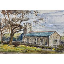Rowland Henry Hill (Staithes Group 1873-1952): St Nicholas' Church - Roxby near Whitby, watercolour signed and dated 1930, 17cm x 24cm 
Provenance: with T B & R Jordan Fine Art Specialists, Stockton on Tees, label verso