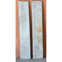 Pair of white Carrera marble bakers counter tops. L197cm, W35cm, D2.5cm - COLLECTION BY APPOINTMENT FROM: The White House, Thirsk Road, Easingwold, York, YO61 3NF - CALL 01723 507111 TO ARRANGE