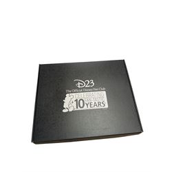 Disney Fan Club D23 Gold Member 10 Year Anniversary enamel pins set, boxed