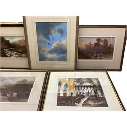 Fleetwood Charles Varley (British 1863-1942): Beck in the Valley of Desolation - Bolton Woods and Lake Landscape, two watercolours signed, together with six further watercolours variously signed 