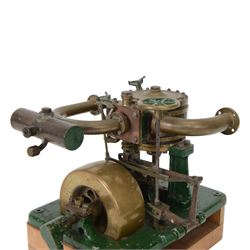 Scratch built single cylinder stationary steam engine, with Stephenson's link motion, circa 1900, H16cm