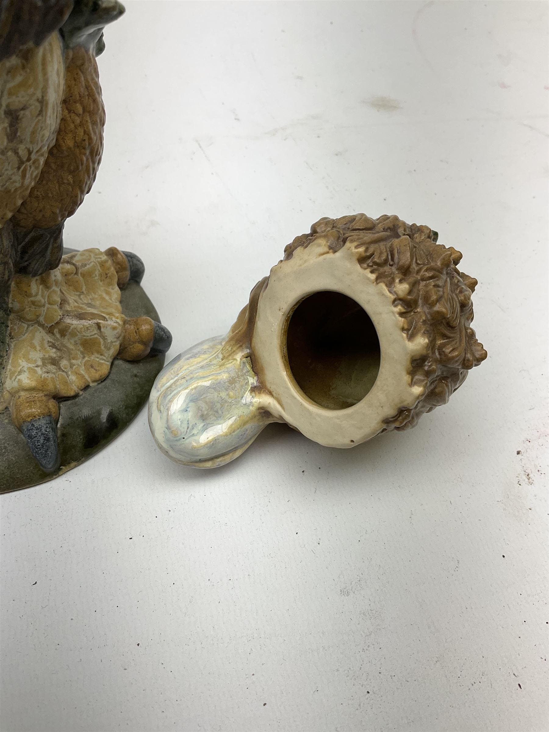 Burslem Pottery 'Boris the Gangster' stoneware novelty jar, in the style of Martin Brothers, modelled as a Grotesque bird, designed by Andrew Hull, with impressed marks beneath, H18.5cm