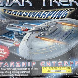 Bandai Playmates Star Trek Space Talk Series U.S.S Enterprise NCC-1701-D, collectors edition no. 052077, together with Bandai Playmates Star Trek Transwarping Starship Enterprise, both boxed