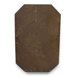 Early 20th century oak wall mirror, canted rectangular frame with bevelled plate 