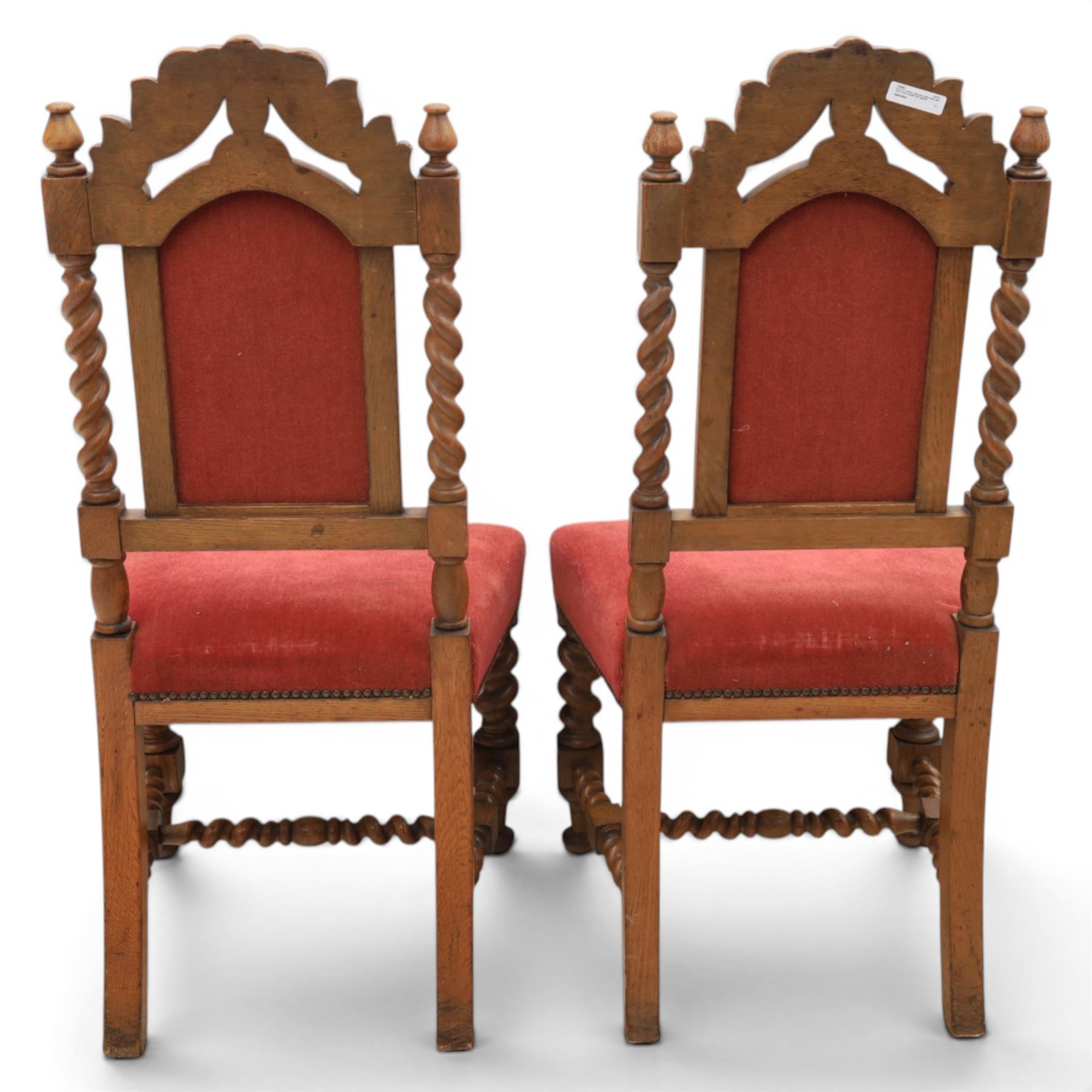 Set of six Victorian high-back dining chairs with spiral turned uprights and supports