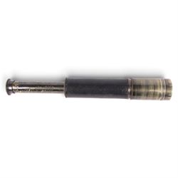 Early 20th century brass three-draw telescope with leather case, inscribed 'Ross, London No. 28137'