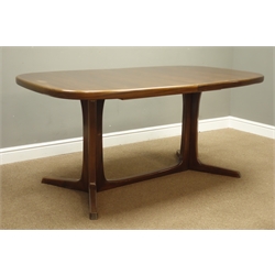  Svend Aage Madsen - 1960s rosewood extending dining table, angular end supports pull out to extend, two additional leaves, stamped underneath, H71cm, 96cm x 160cm - 262cm (extended)  