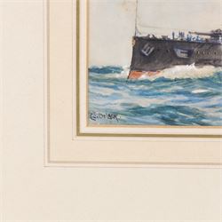 Charles John de Lacy (British 1856-1929): Japanese Battleship, watercolour signed 14.5cm x 26.5cm 