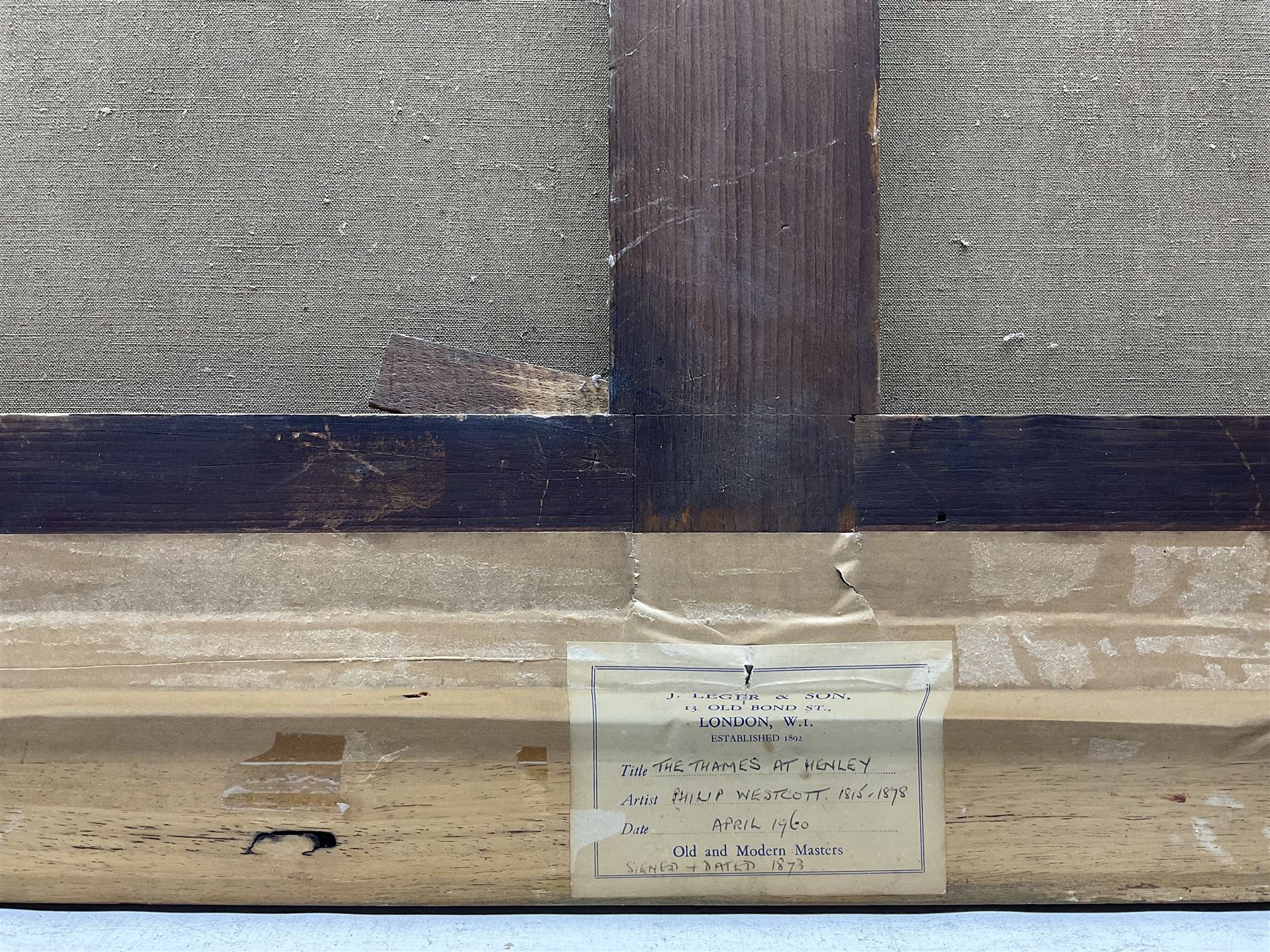 Philip Westcott (British 1815-1878): 'The Thames at Henley', oil on canvas signed and dated 1873, 72cm x 112cm
Provenance: J Leger & Son label verso