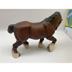 Quantity of animal figures to include matte Beswick Shire horse model 2578, Coopercraft spaniel, Melba Ware German Shepherd and grey Shire horse, Border Fine Arts, Poole Dolphin, other composite and ceramic animal figures 